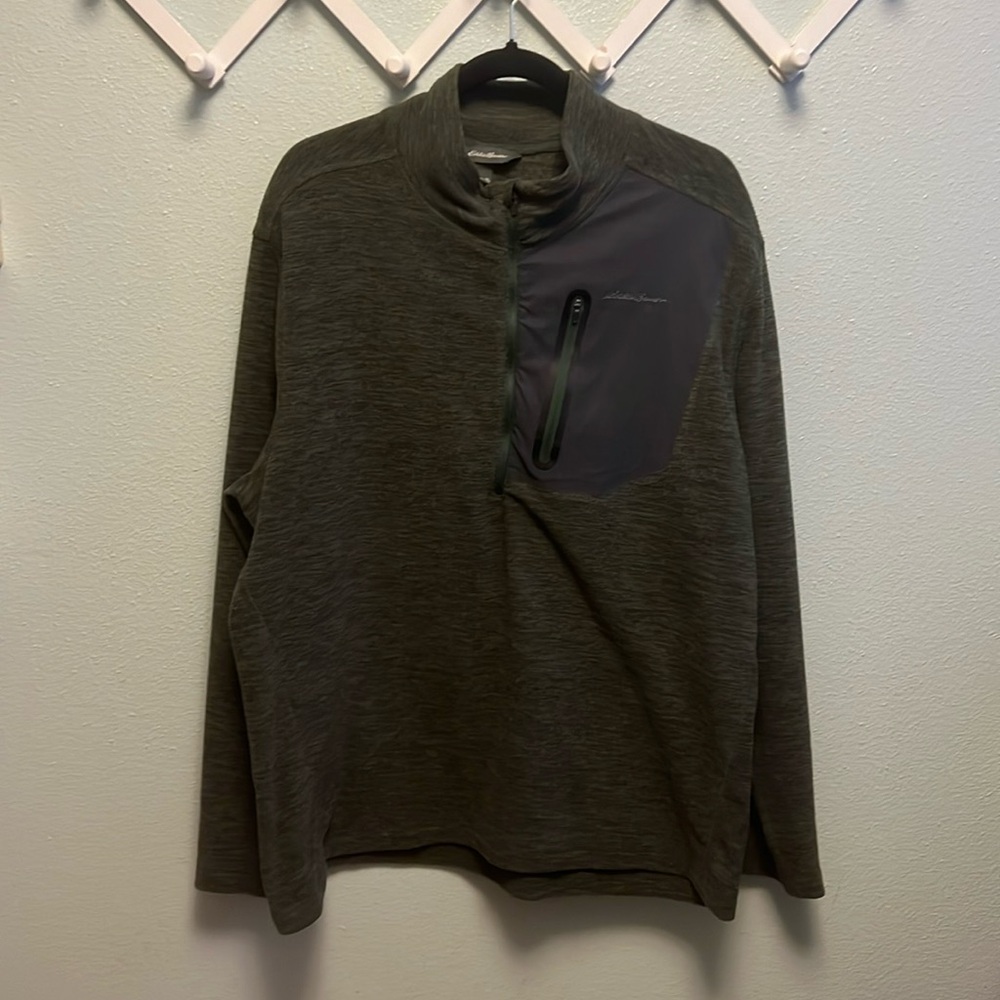 Eddie Bauer Outdoor Half-Zip Men’s Moss Green Pullover Long Sleeve Shirt XL